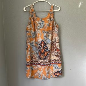 Orange w/paisley slip dress/size 4